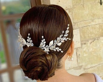 Brautkranz mit silbernen Blättern. Braut Haarschmuck. Hochzeit Haarkranz. Hochzeit Haarteil. Hochzeit Haarschmuck. Haarranke VF-226