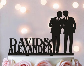 Gay Wedding Cake Topper: Mr and Mr Silhouette