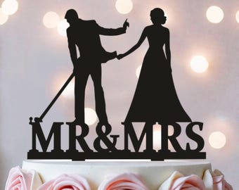 Custom cake topper, Wedding cake topper, Personalized cake topper for wedding, Gold Cake Topper, Mr and Mrs Rustic Wedding Cake Topper T29