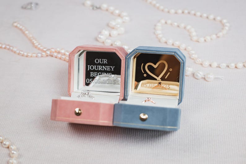 Velvet Ring Box: Monogrammed Wedding Ring Bearer image 2