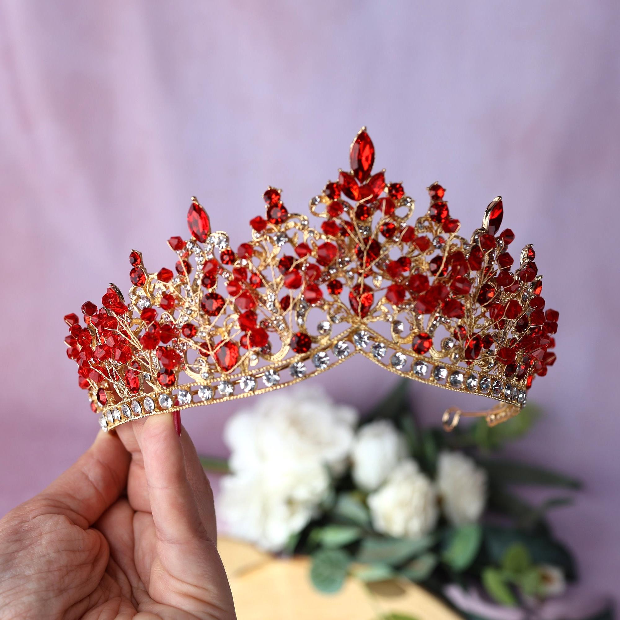 GOLD Red Crystal Bridal Tiara Manohla Crystal Wedding Tiara – Bridal Crown More Colors  main image 2