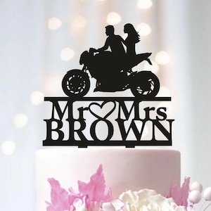 Motorcycle Sportbike Wedding Cake Topper, Sport bike cake topper, Unique Wedding Cake Topper couple with motorcycle Wedding Cake Topper T181