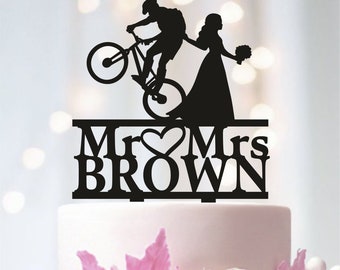 Décoration de gâteau de mariage vélo, décoration de gâteau de mariage vélo avec animaux de compagnie, décoration de gâteau vélo, décoration de gâteau de vélo des mariés, décoration de gâteau de la mariée traînant le marié