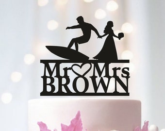 Décoration de gâteau de mariage de surf, décoration de planches de surf, décoration de surf, décoration de gâteau silhouette surfeur, décoration de gâteau planches de surf pour mariage