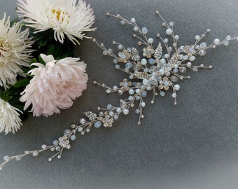 Bridal hair vine. Crystal floral wedding hair vine. Wedding hair piece. Prom hair vine VF-56