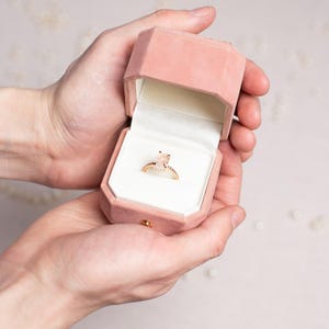 Velvet Ring Box: Monogrammed Wedding Ring Bearer Pink One Ring Box
