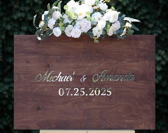 3D Wooden Wedding Guest Book Alternative: Rustic Wood Guestbook Sign
