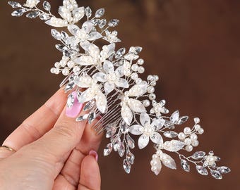 ブライダルヘアコーム、花嫁用クリスタルウェディングヘアアクセサリー