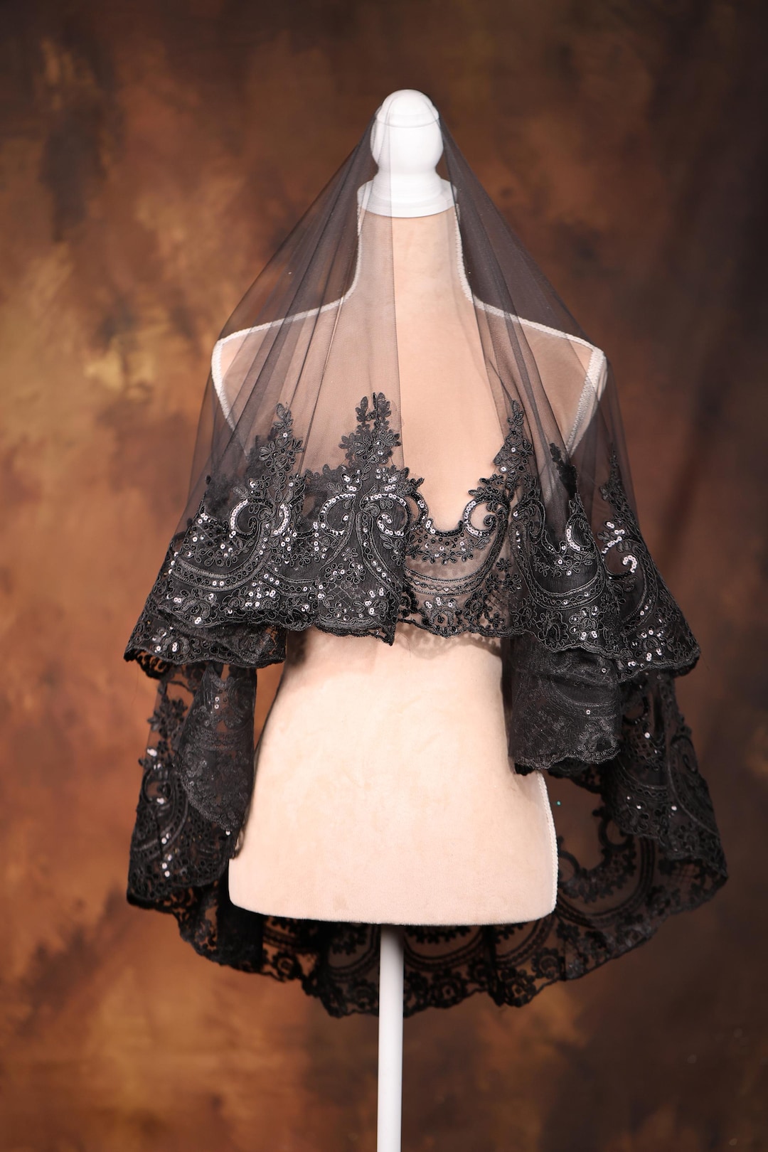 Voile Noir Voile De Mariée En Tulle, Voile De Mariage Gothique En