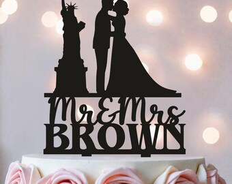 Adorno para tarta de bodas de la Estatua de la Libertad: temática de viajes a Nueva York