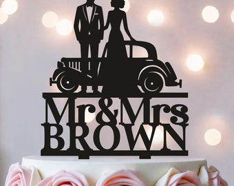 Gatsby Wedding Cake Topper: Personalized Art Deco Car Decoration