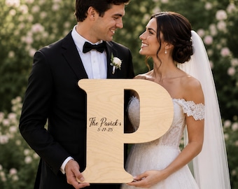 Rustic Letter Guest Book: Personalized Wood Wedding Names Sign