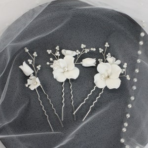 Set of 3 flower bridal hair pins. Wedding Hair Pins. Pearl Hair Pins. Bridal Hairpins. Hair Pins for Wedding SLpin2159s