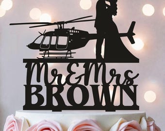 Helicopter Wedding Cake Topper: Pilot Gift