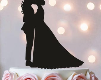 Mevrouw en mevrouw bruidstaarttopper: silhouet lesbische bruid