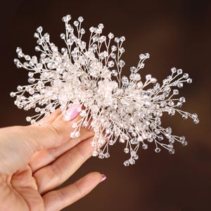 Handmade Crystal Bridal Comb: Silver Wedding Hair Piece, 6 Inch