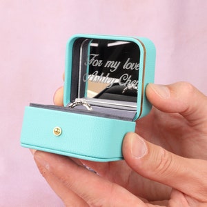 Personalized Leather Proposal Ring Box: Dainty Engagement, Wedding Ring