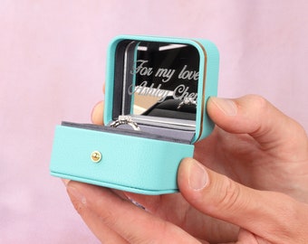 Personalized Leather Proposal Ring Box: Dainty Engagement, Wedding Ring