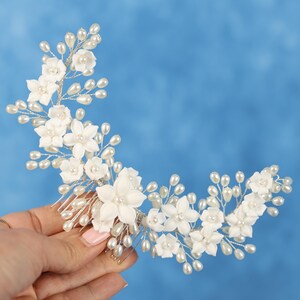 Porcelain Hair Comb Flowers - Etsy display picture 3