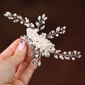Handmade Pearl Bridal Comb: Crystal Wedding Hair Piece