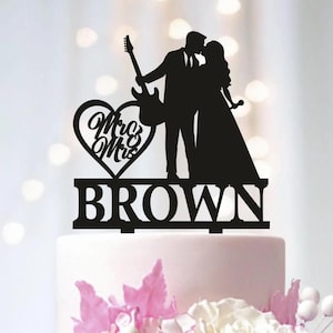 Guitarist Wedding Cake Topper: Personalized Musician Silhouette