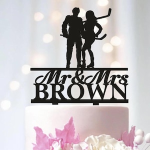 Personalized Hockey Wedding Cake Topper: Sports Couple Decor