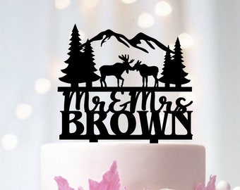 Buck and Doe Cake Topper, Deer Wedding Cake Topper, Kiss Deer Тopper, Hunting cake topper, Mr Mrs Deer Cake Topper, Deer Silhouette Topper