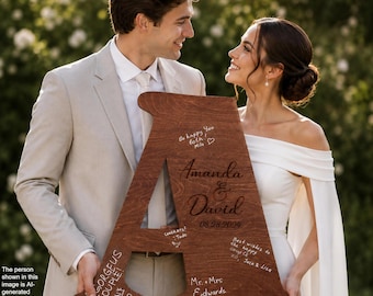 Rustic Wooden Letter Wedding Guest Book Alternative: Custom Keepsake
