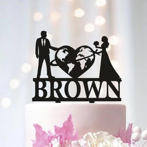 Travel Wedding Cake Topper, Travelling Themed Cake Topper with Airplane Custom Cake Topper, Long Distance, Destination Wedding T38