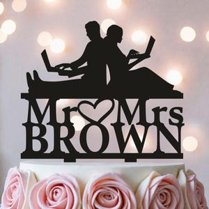 Personlig datorkodare Bröllopstårtdekoration: Brud och brudgum