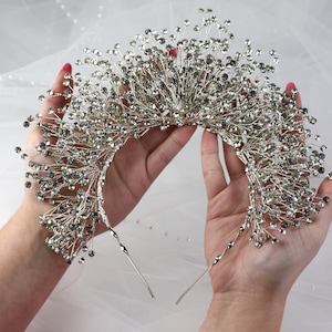 Crystal Bridal Headband. Rhinestone Bridal Hairpiece. Silver Wedding Headband. Princess Wedding Crown. Wedding Hair Accessory YHTA1179s
