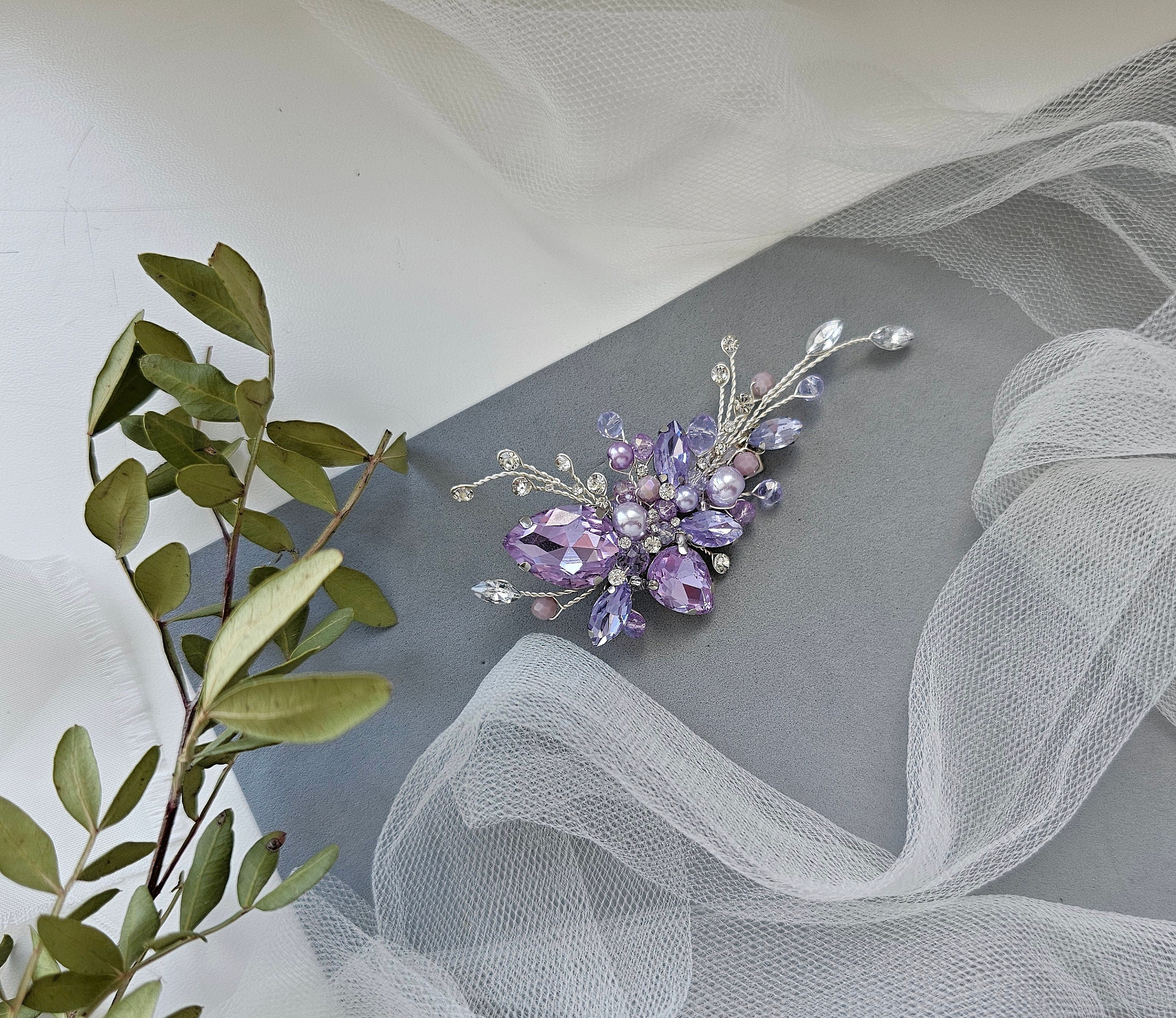 Lilac and Silver Hair Clip - Etsy display picture 3