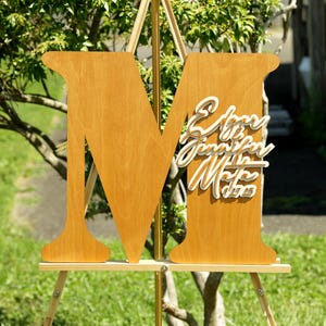 Rustic Letter Wedding Guest Book Alternative: Personalized Wood Names Sign