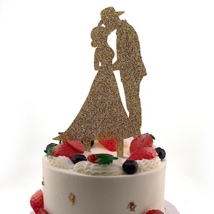 Cowboy Wedding Cake Topper, Country wedding Cake Topper, Western wedding Cake Topper, Cowboy Hat and Boots, Anniversary Cake Topper T1