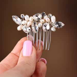 Crystal Pearl Bridal Comb: Silver Wedding Hair Piece