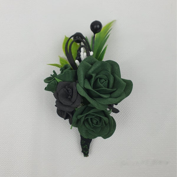 Groom floral boutonniere, emerald green rose flower, men wedding accessory, boho gift for dad, prom or buttonhole, jacket bouquet lapel pin