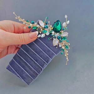 Gold Emerald & Opal Crystal Pocket Boutonniere - Handmade Wedding Accessory