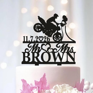 Ride with me Forever Cake topper, Motorcycle Wedding Cake Topper, Biker Wedding Themed, Motorcycle wedding decoration, Biker Cake TopperT255