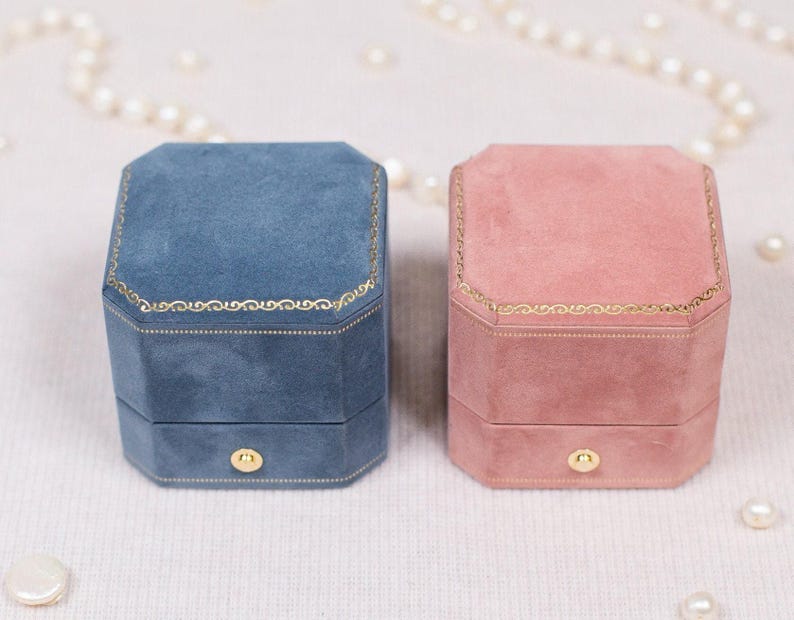 Velvet Ring Box: Monogrammed Wedding Ring Bearer image 3
