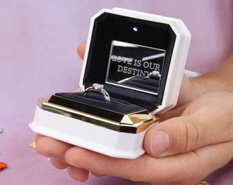 LED Double Ring Box: Velvet Proposal Ring Organizer