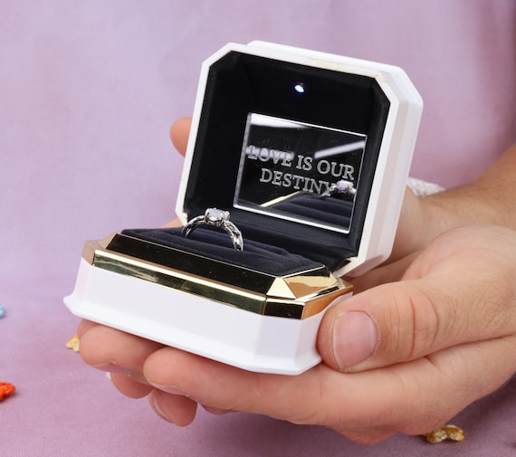 LED Double Ring Box: Velvet Proposal Ring Organizer