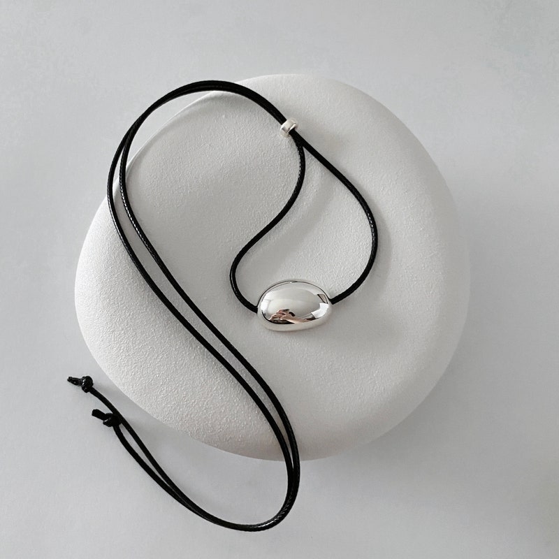 thumbnail interactive-video image 1 of Black Cotton Round Cord Necklace For Pendants – Adjustable 17-19 In, Lobster Clasp, Silver Alloy Ends, Handmade 1 of 5