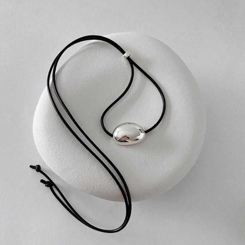 Black Cotton Round Cord Necklace For Pendants – Adjustable 17-19 In, Lobster Clasp, Silver Alloy Ends, Handmade