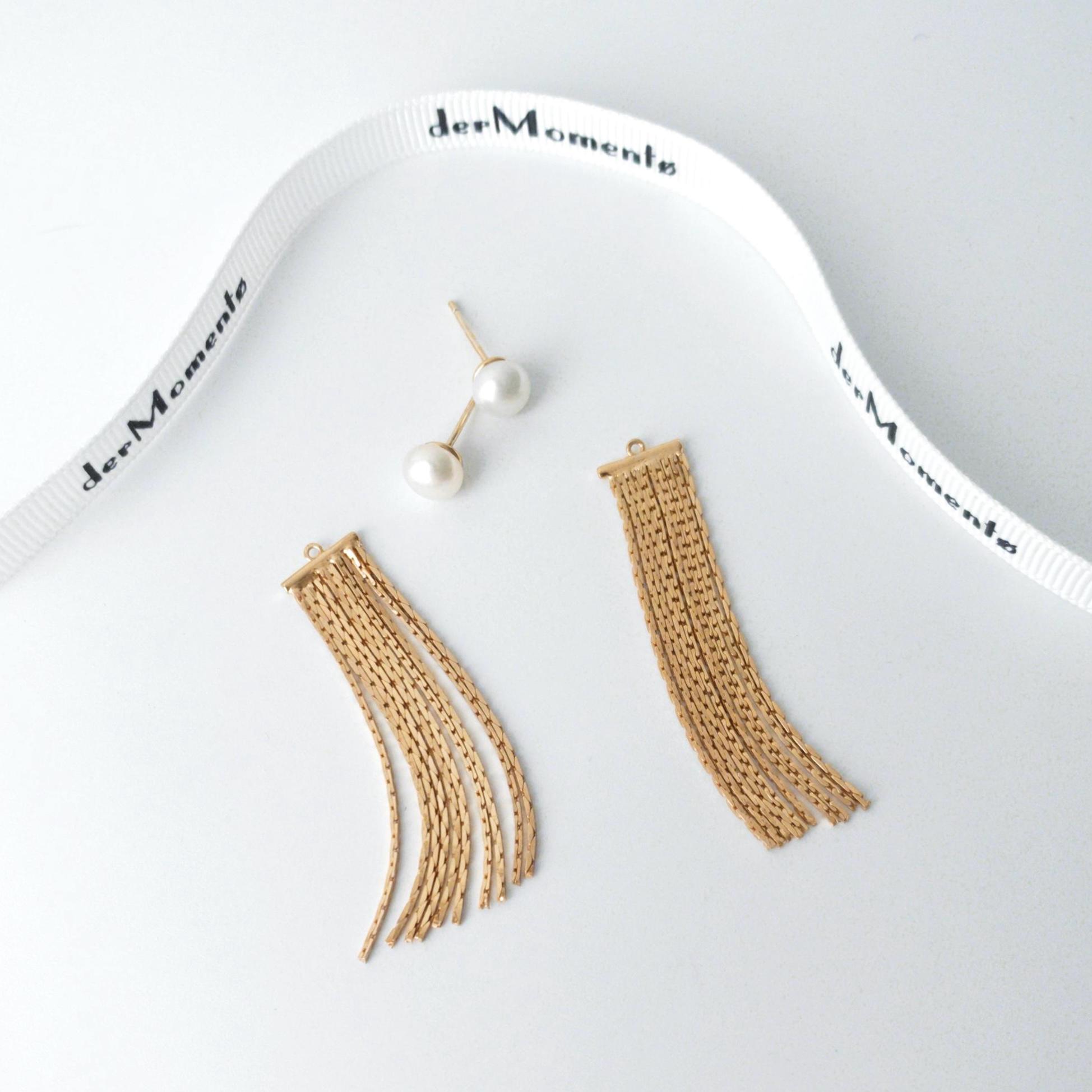 Double Pearl Tassel Earrings - Gold Plated Chandelier Drop Earrings For Women