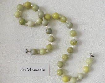 OLIVIA Natural Lemon Jade & Baroque Pearl Necklace | Large Gemstone Choker with Tiny Freshwater Pearl