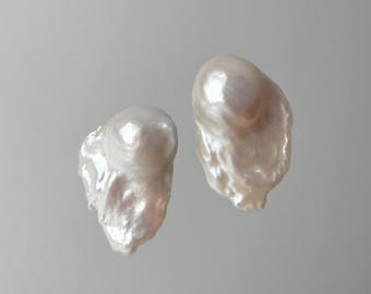 CELINA Flameball Pearl Stud Earrings | One-of-a-kind Chunky Baroque Pearl Jewelry