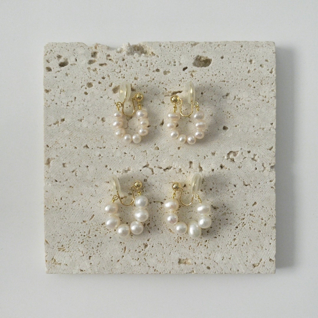 Buy Baroque Pearl Clip-on Creole Earrings Daily Non Pierced Pearl Hoop  Earclips Bridal Wedding Jewelry Gift Online in India