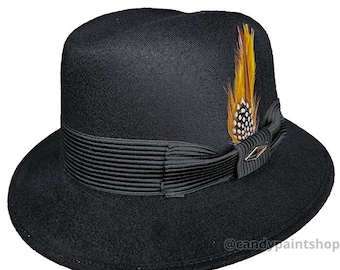 Chicano Homage Fedoras - Black Lowrider Brim Authentic Whittier Collection Faux Felt Lowrider Hat - Summit Hats