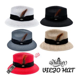 Homenaje al Viejo Chicano - Sombrero Derby Lowrider auténtico Whittier / Blanco / Negro / Gris / Tostado / Rojo Carmesí - Sombreros Summit - Ala Lowrider