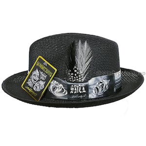 Original Smile Now Cry Later Black - Freddy Negrete Straw Fedora Collection - Inspired by Tattoo Art